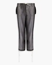 Maison Margiela Tapered cropped silk-voile and jacquard pants - Black Black