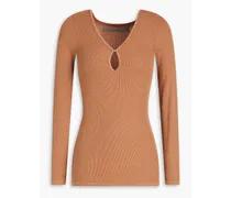 Ribbed jersey top - Brown