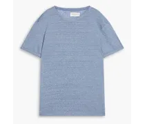 Mélange linen-jersey T-shirt - Blue