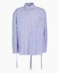 John Elliott + Co Kimono striped crinkled cotton-blend Oxford shirt - Blue Blue