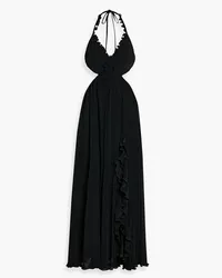 LoveShackFancy Talitha cutout plissé-crepe halterneck maxi dress - Black Black