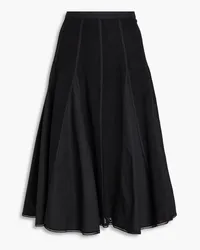 3.1 phillip lim Lace-paneled poplin midi skirt - Black Black