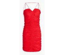 Ruched mesh mini dress - Red