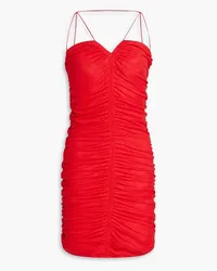 ROTATE Birger Christensen Ruched mesh mini dress - Red Red