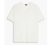 Linen-blend jersey Henley T-shirt - White