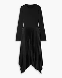 Joseph Deron asymmetric jersey and pleated crepe de chine midi dress - Black Black