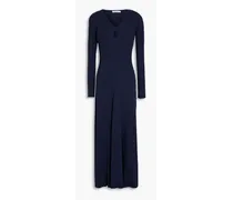 Cutout ribbed cotton midi dress - Blue
