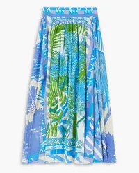 Emporio Sirenuse Ombretta pleated printed cotton maxi skirt - Blue Blue