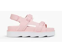 Buckled leather platform sandals - Pink