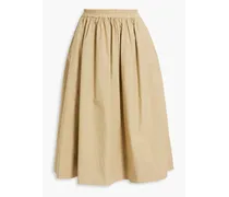 Flared cotton-poplin mid skirt - Neutral