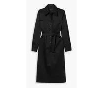 Agatha belted cotton-twill midi shirt dress - Black