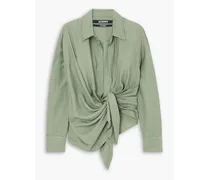 Bahia knotted draped twill shirt - Green