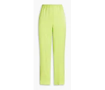 Silk-satin straight-leg pants - Green
