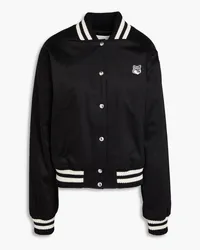 Kitsuné Embroidered cotton-blend bomber jacket - Black Black