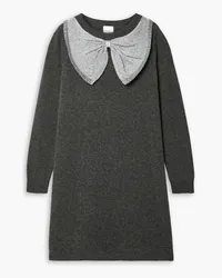 Madeleine Thompson Hawthorn metallic bow-embellished wool and cashmere-blend mini dress - Gray Gray