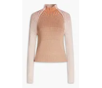 Ribbed wool-blend turtleneck sweater - Neutral