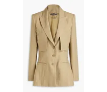 Convertible cutout linen-blend twill blazer - Neutral