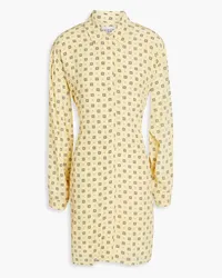 Claudie Pierlot Printed crepe de chine mini shirt dress - Yellow Yellow