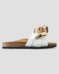 J.W.Anderson Chain-embellished leather slides - White White