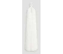 Jordyn open-back satin-crepe halterneck maxi dress - White
