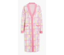 Checked knitted cardigan - Pink