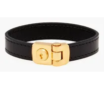 Leather and gold-tone bracelet - Black