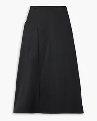 Proenza Schouler Cotton-blend poplin midi wrap skirt - Black Black