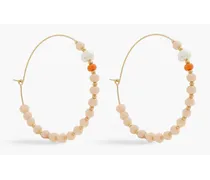 Gold-tone, pearl and bead hoop earrings - Metallic