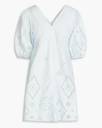 Ganni Broderie anglaise cotton mini dress - Blue Blue