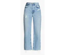 Le Jane cropped distressed high-rise straight-leg jeans - Blue