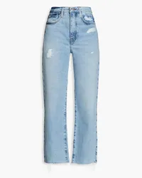 Frame Denim Le Jane cropped distressed high-rise straight-leg jeans - Blue Blue