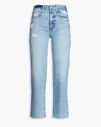 Frame Denim Cropped distressed high-rise straight-leg jeans - Blue Blue