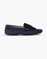 TOD'S Fringed suede loafers - Blue Blue