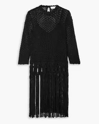 Zimmermann Fringed crochet-knit tunic - Black Black