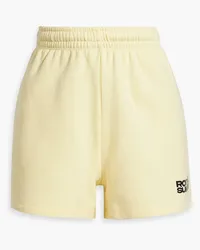 ROTATE Birger Christensen Roda appliquéd cotton-fleece shorts - Yellow Yellow