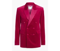 Declan double-breasted cotton-blend velvet blazer - Pink