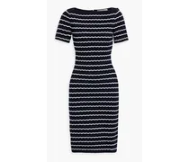 Striped pointelle-knit dress - Blue