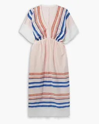 lemlem Eskedar frayed striped cotton-blend gauze coverup - Pink Pink