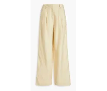 Striped linen wide-leg pants - Neutral