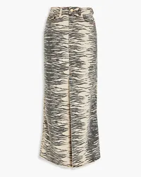 Ganni Tiger-print denim maxi skirt - Neutral Neutral