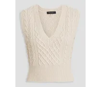 Elizabeth cable-knit wool, cotton and alpaca-blend vest - White