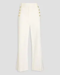 Derek Lam Embellished stretch-cotton twill wide-leg pants - White White