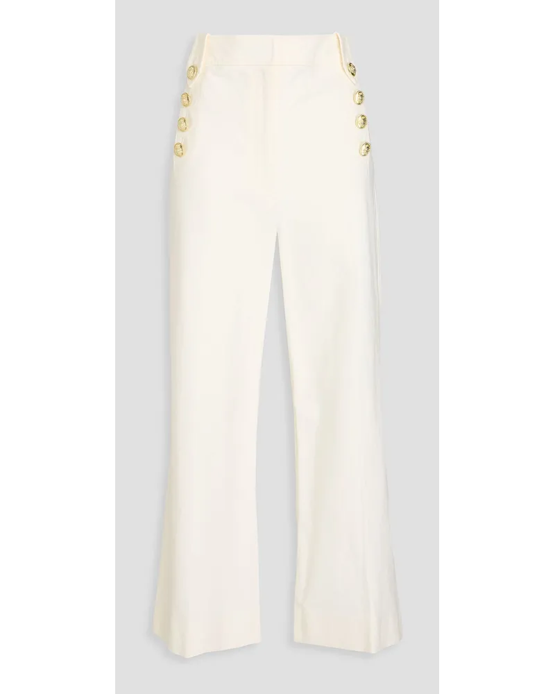 Derek Lam Embellished stretch-cotton twill wide-leg pants - White White