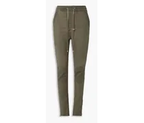Cotton-blend twill tapered pants - Green