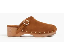 Studded suede clogs - Brown