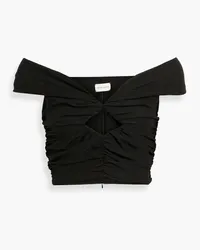 Magda Butrym Off-the-shoulder cropped cutout silk-blend top - Black Black