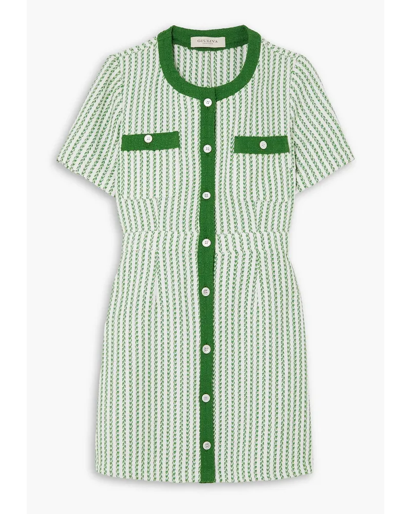 Giuliva Heritage Collection Vera striped cotton-tweed mini dress - Green Green