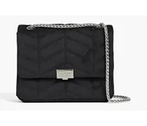 Angela quilted velvet shoulder bag - Black