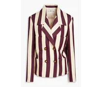 Striped wool and cotton-blend blazer - Burgundy