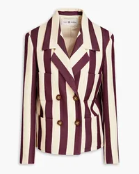 Tory Burch Striped wool and cotton-blend blazer - Burgundy Burgundy